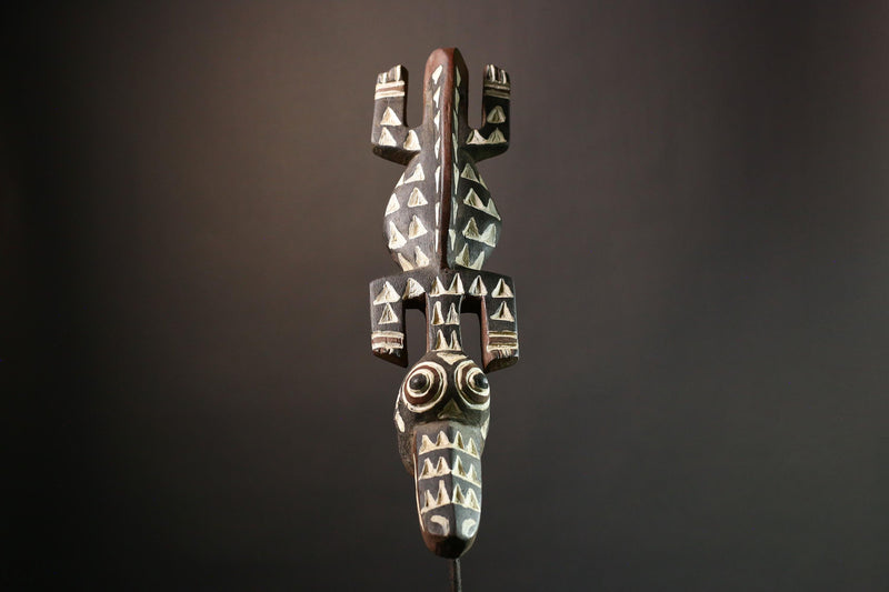 African Bobo Mask Tribal Face Crocodile Mask from Burkina Faso Unique Art for Home Decor or Collectors-G1373