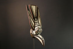 African Mask Art Bobo Bird Statues Handmade Tribal Mask Unique Home Decor Piece for Collectors and Cultural Enthusiasts-G1403