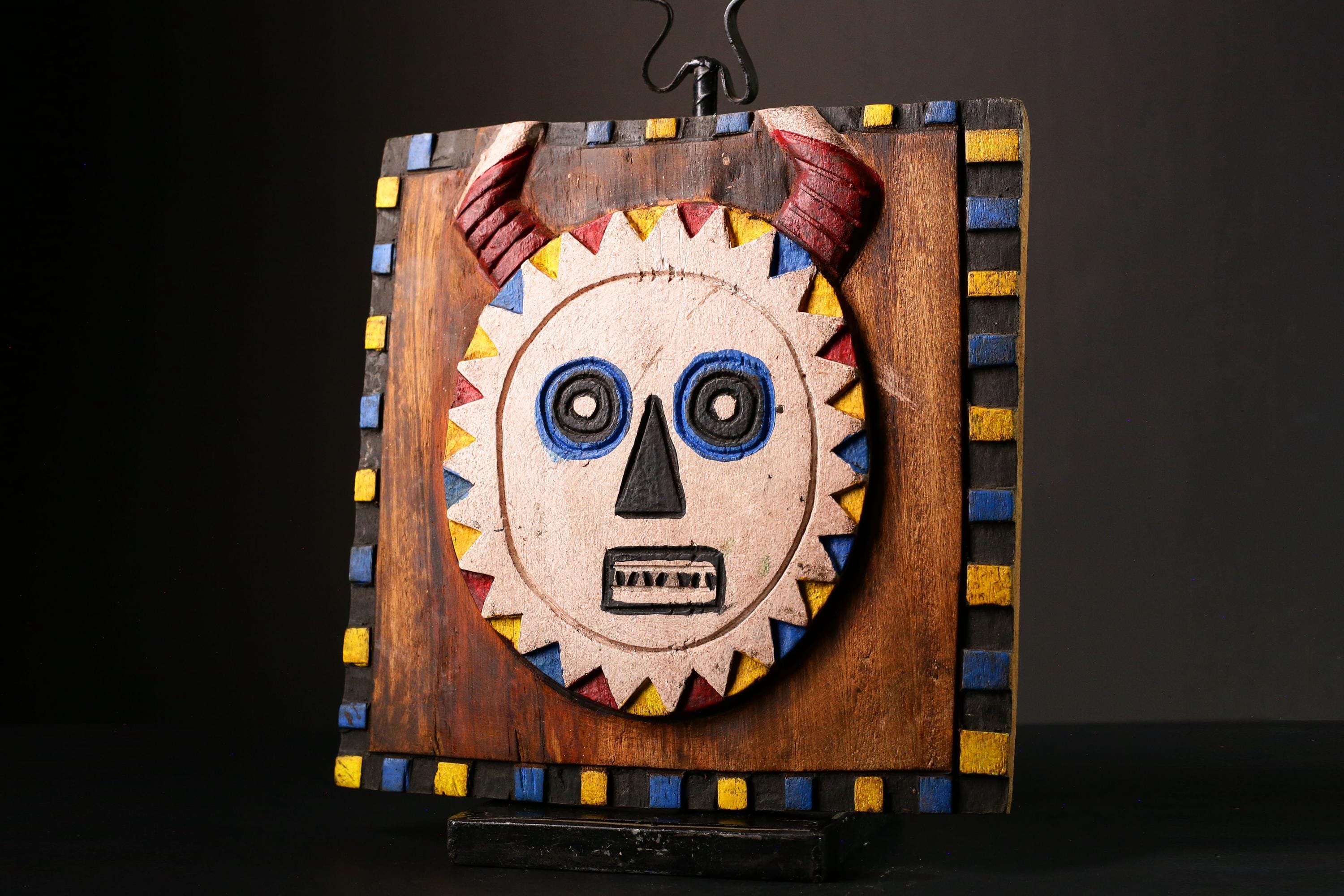 African Yoruba Granary Door Hand Carved Wood Art Unique Home Décor Statue Ethnic Wall Hanging Tribal Art Piece Collectible-G3344