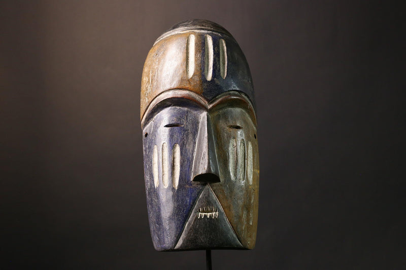 Authentic African Nigerian Igbo Wood Carved Spirit Mask Unique Tribal Art Decor Handmade for Home and Cultural Enthusiasts-G2007