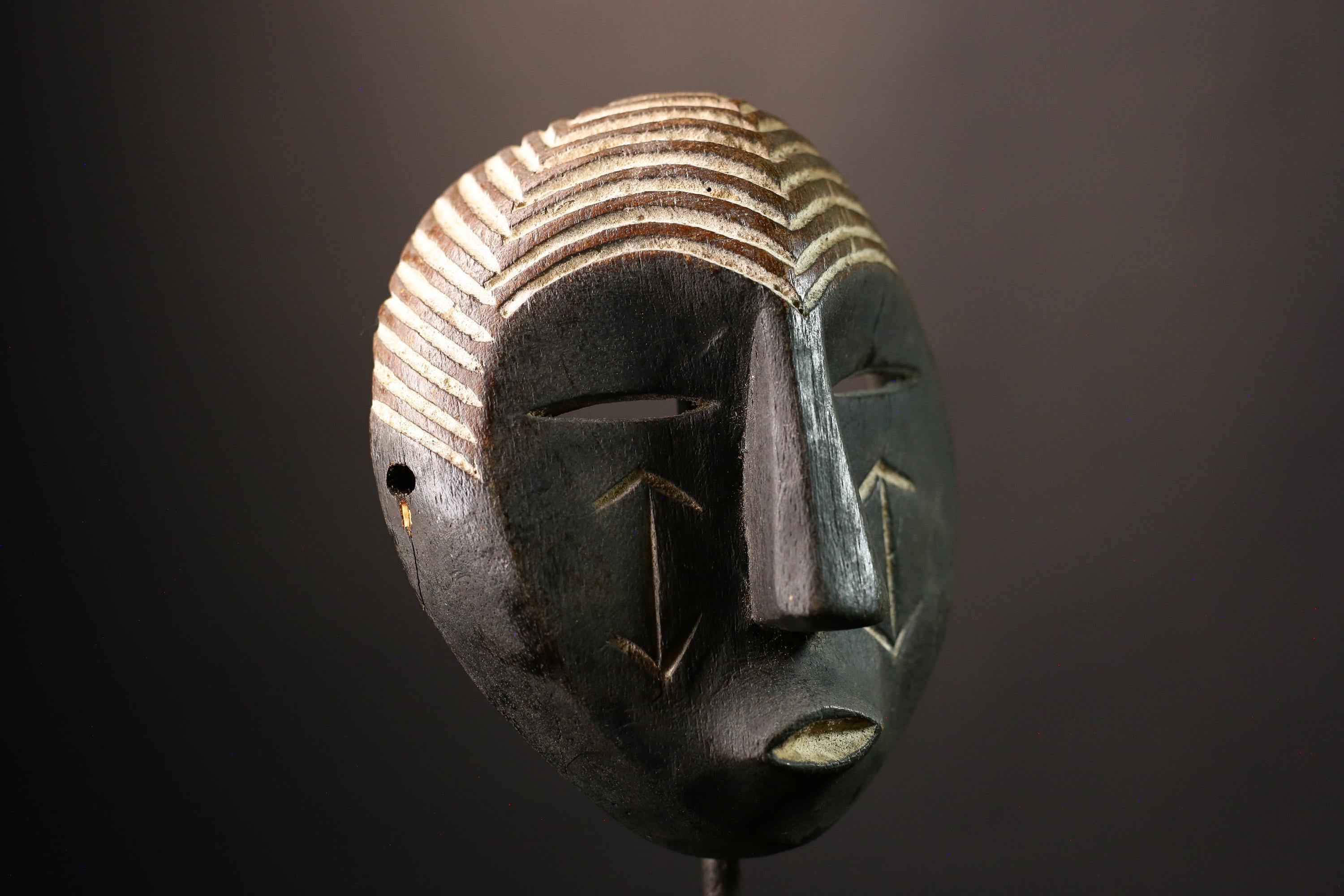 Vintage African Lega Mask Traditional Carved Wall Hanging Art Unique Home Decor for Cultural Elegance and Artistic Interior Design-G3615
