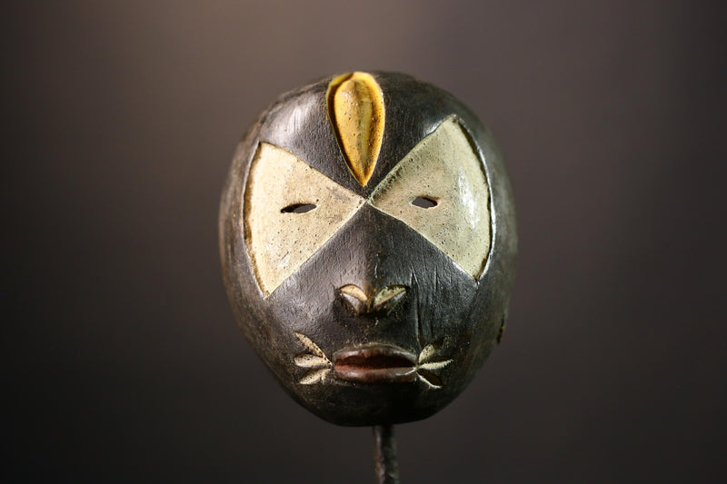 Primitive African Mask Faces Unique Lega Mask from Lengola Tribe, DR Congo Authentic Tribal Decor for Home and Cultural Appeal -G3614