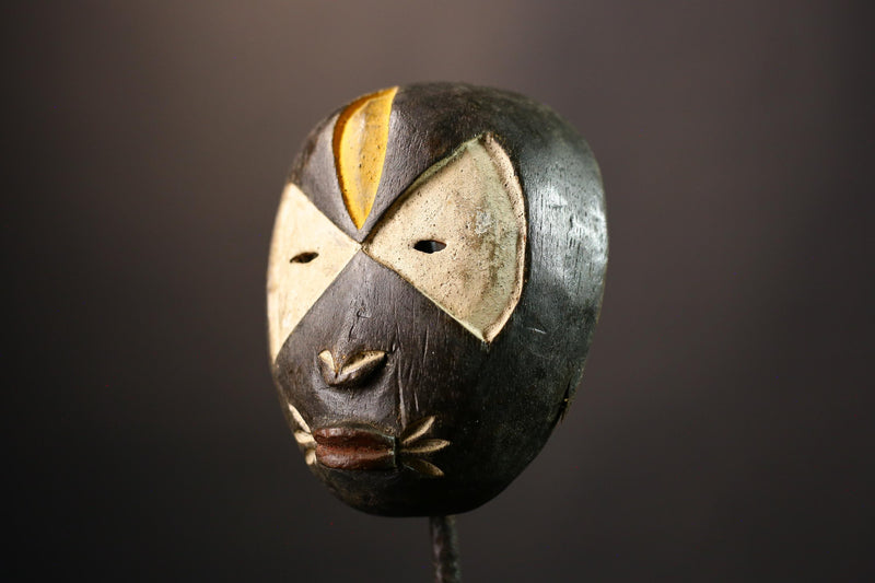 Primitive African Mask Faces Unique Lega Mask from Lengola Tribe, DR Congo Authentic Tribal Decor for Home and Cultural Appeal -G3614