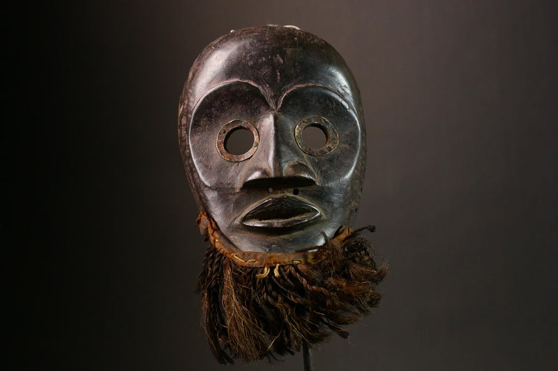 African mask Authentic Tribal Dan Racing Mask Hand Carved Wood Home Décor Art Unique Wall Hanging Sculpture Cultural Collectible -9336