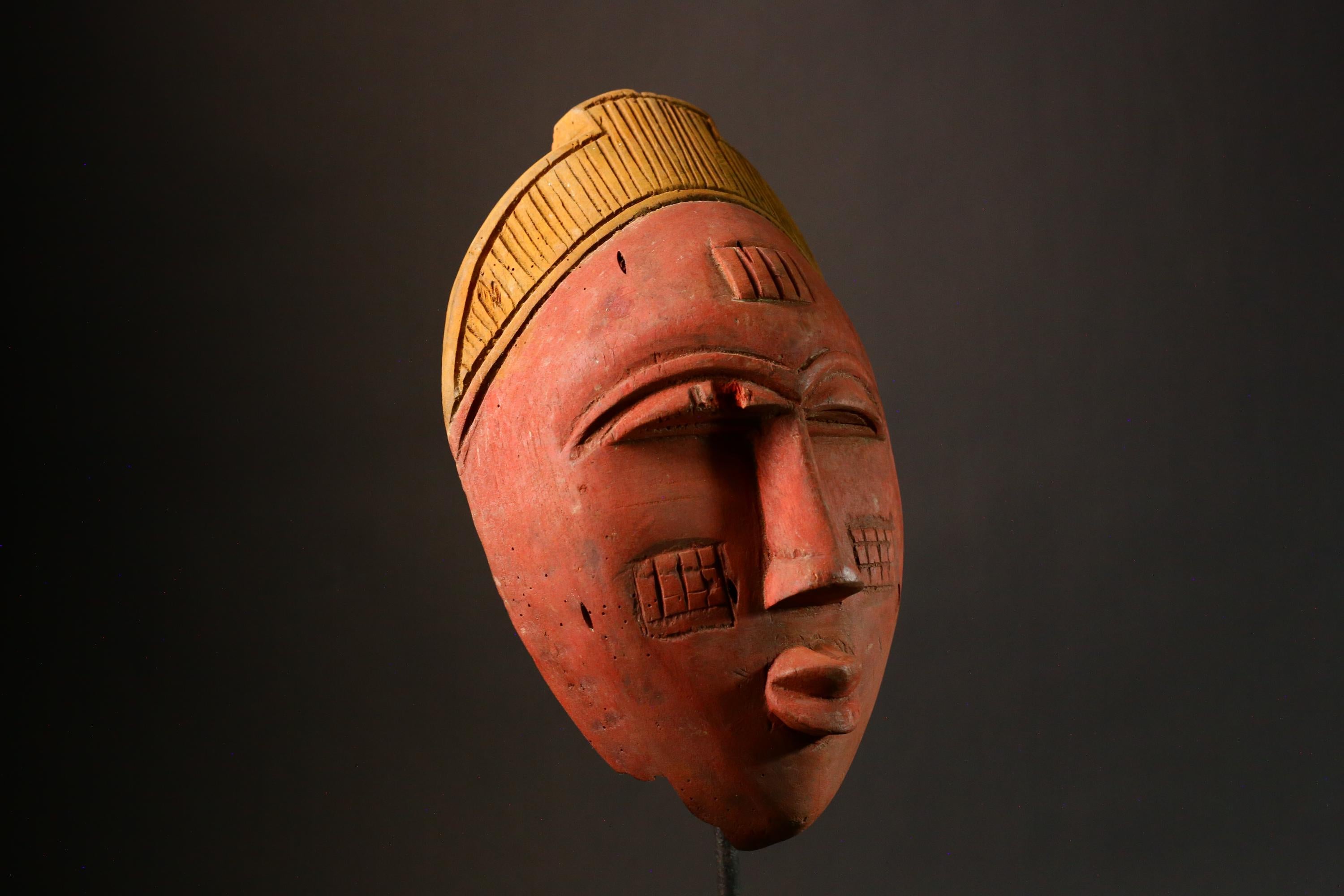 African masks Handcrafted Ashanti Mask Ritual Ceremony Art Wall Decor Unique Golden Piece Cultural Collectible Traditional Home Decor-3360