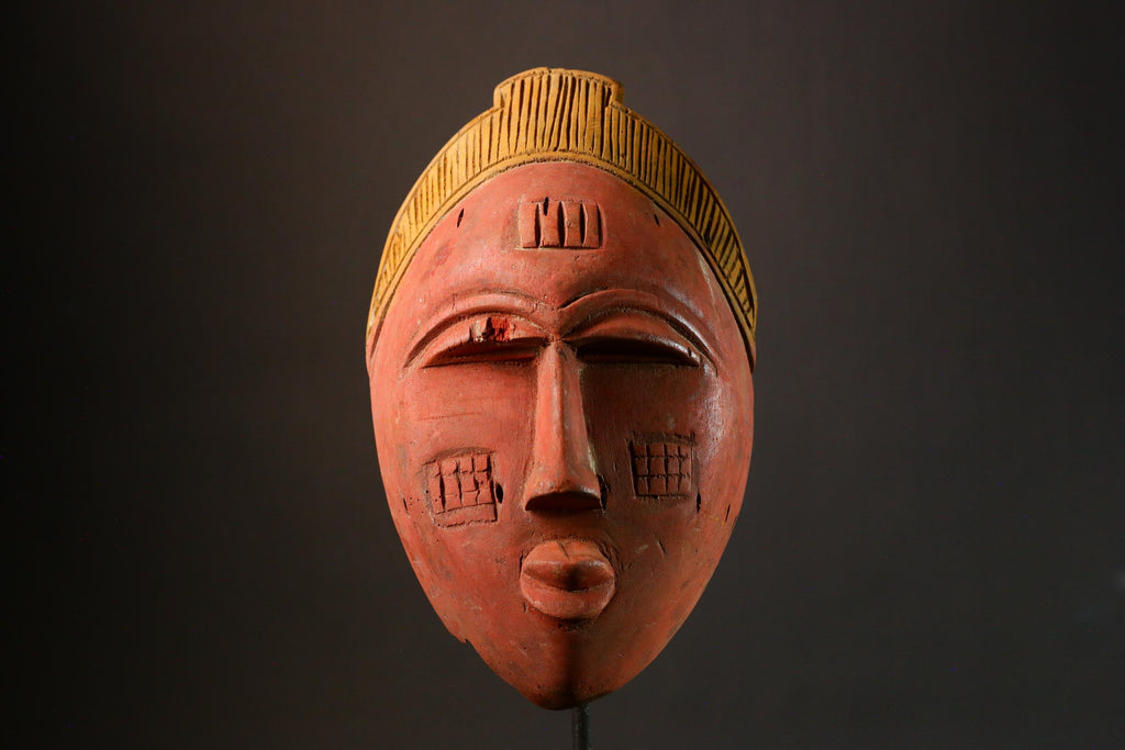African masks Handcrafted Ashanti Mask Ritual Ceremony Art Wall Decor Unique Golden Piece Cultural Collectible Traditional Home Decor-3360