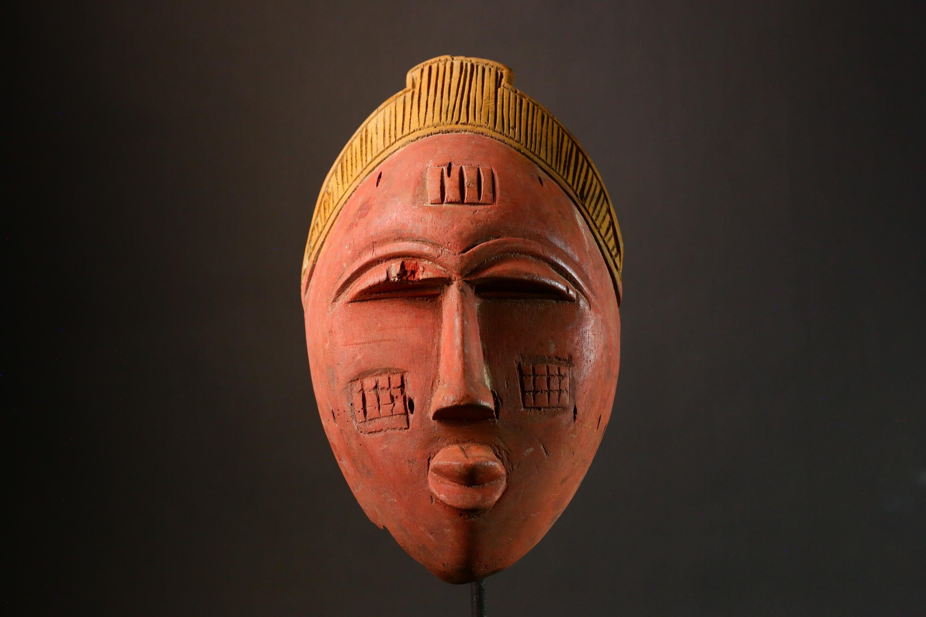 African masks Handcrafted Ashanti Mask Ritual Ceremony Art Wall Decor Unique Golden Piece Cultural Collectible Traditional Home Decor-3360
