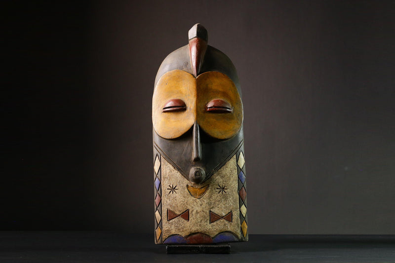 African Mask Authentic Lega Mask Figure from the Democratic Republic of the Congo Tribal Art Handcrafted Wall Decor Cultural Artifact-G1753