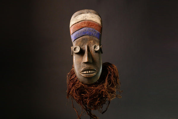 African Masks Hand Carved Grebo Mask - Authentic Tribal Art, Vintage Wall Decor from Liberia for Unique Cultural Aesthetic Displays-9312