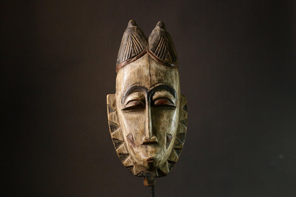 African mask Vintage Guro Mask - Hand Carved Tribal Art, Authentic Wooden Face Decor from Liberia for Unique Cultural Wall Display-3357