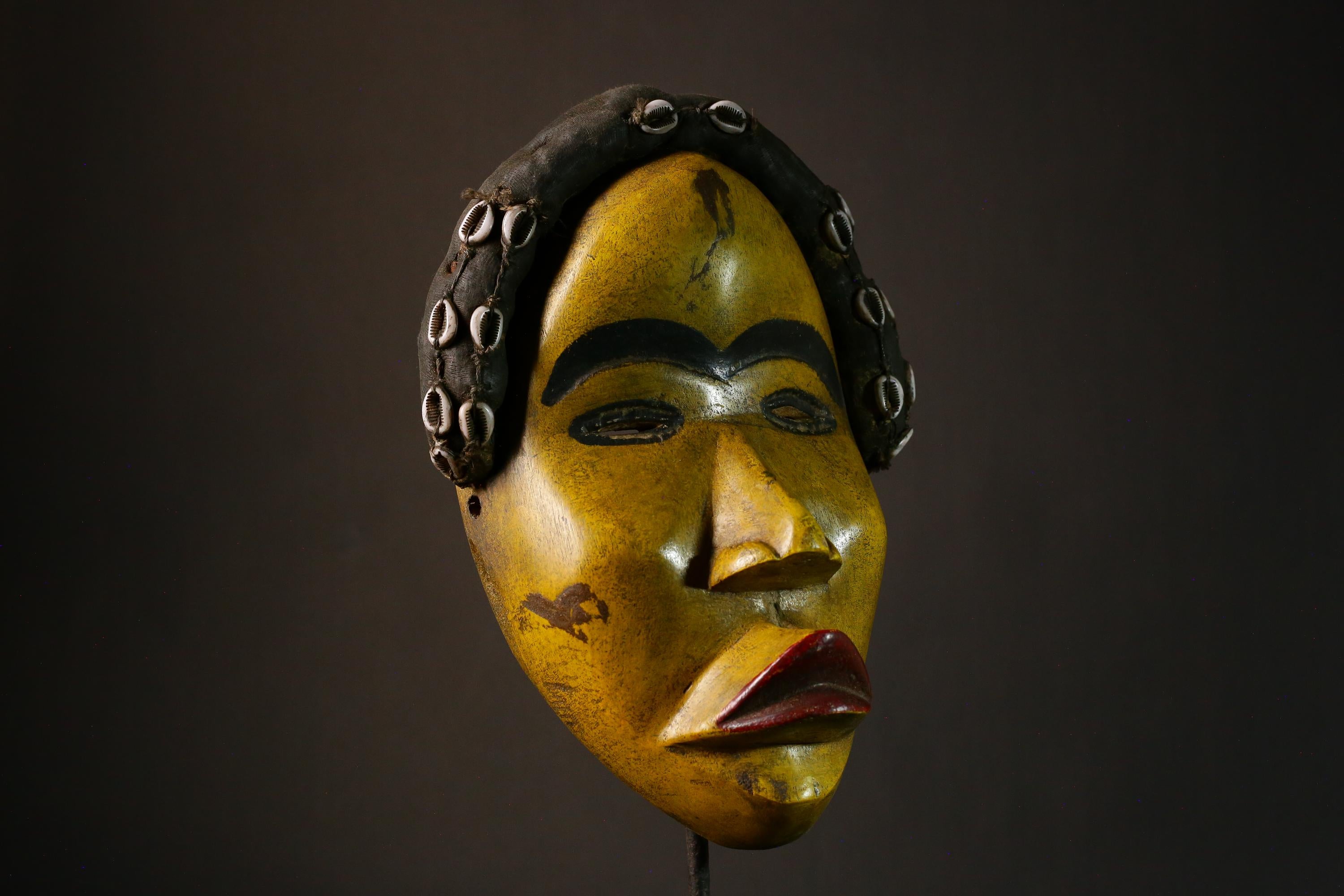 African Mask 20th Century Dan Man Mask - Strong Cubist Wood Artwork from Liberia, Unique Tribal Decor and Cultural Heritage Piece-G3357