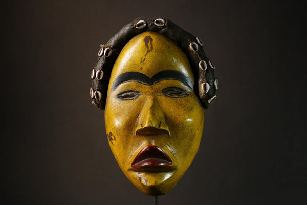 African Mask 20th Century Dan Man Mask - Strong Cubist Wood Artwork from Liberia, Unique Tribal Decor and Cultural Heritage Piece-G3357