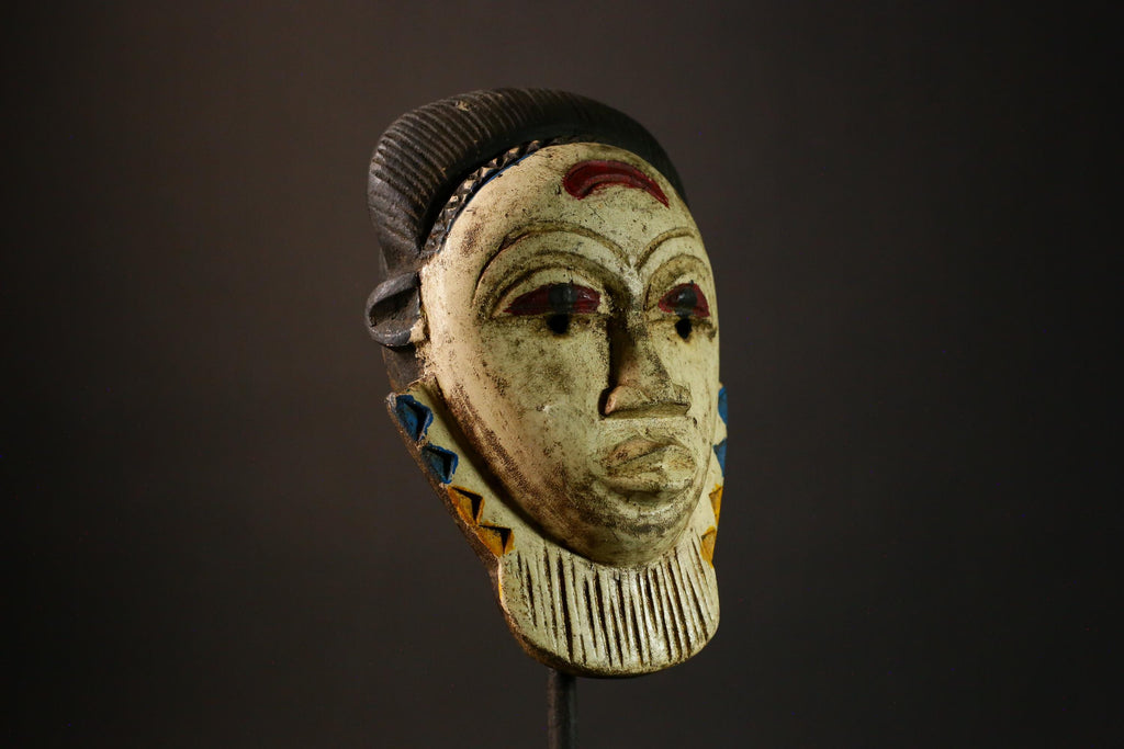african masks Antique Guro Mask - 1900s Tribal Art with Unique Vertical Ridge Decor-8060
