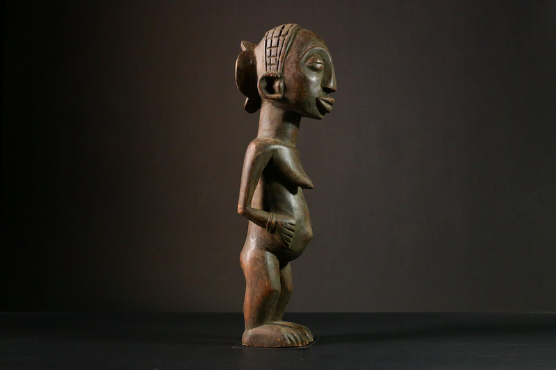 African sculpture Salampasu Wood Figure Sculpture - Carved Tribal Art Wooden Statue Decor-8062