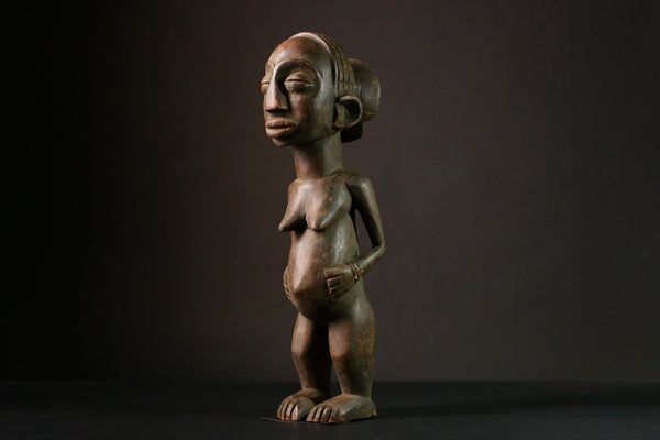 African sculpture Salampasu Wood Figure Sculpture - Carved Tribal Art Wooden Statue Decor-8062