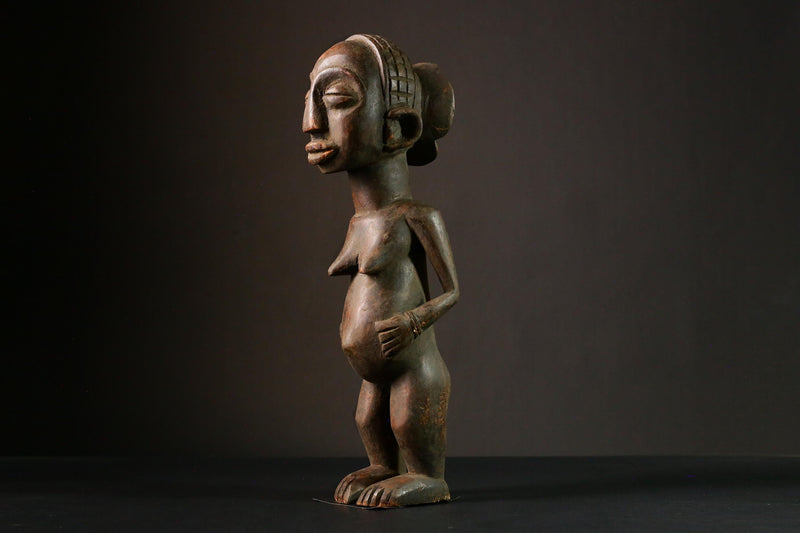 African sculpture Salampasu Wood Figure Sculpture - Carved Tribal Art Wooden Statue Decor-8062