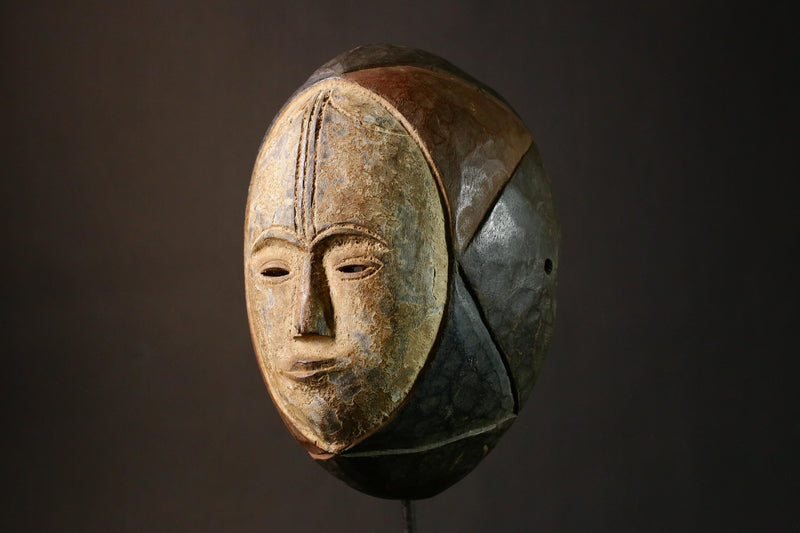 African Mask Home Décor Hand-Carved Tribal Female Mask - Mmwo Igbo Wood Art Collectible Decor-G1737