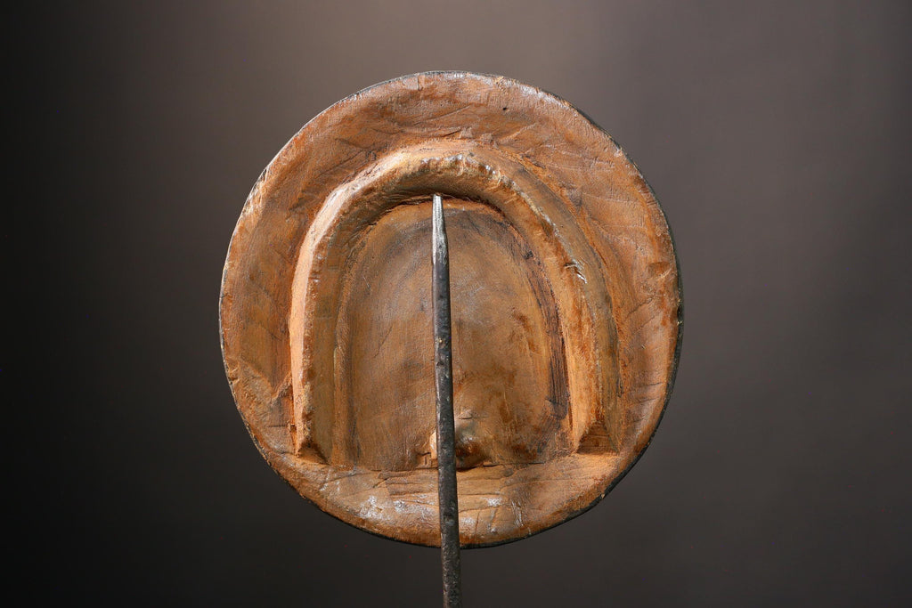 African Hand Moon Mask Antique Ekpo Eket African Wooden Mask Handcrafted Wall Hanging Decorative Art Tribal Home Decor & Cultural -G3631