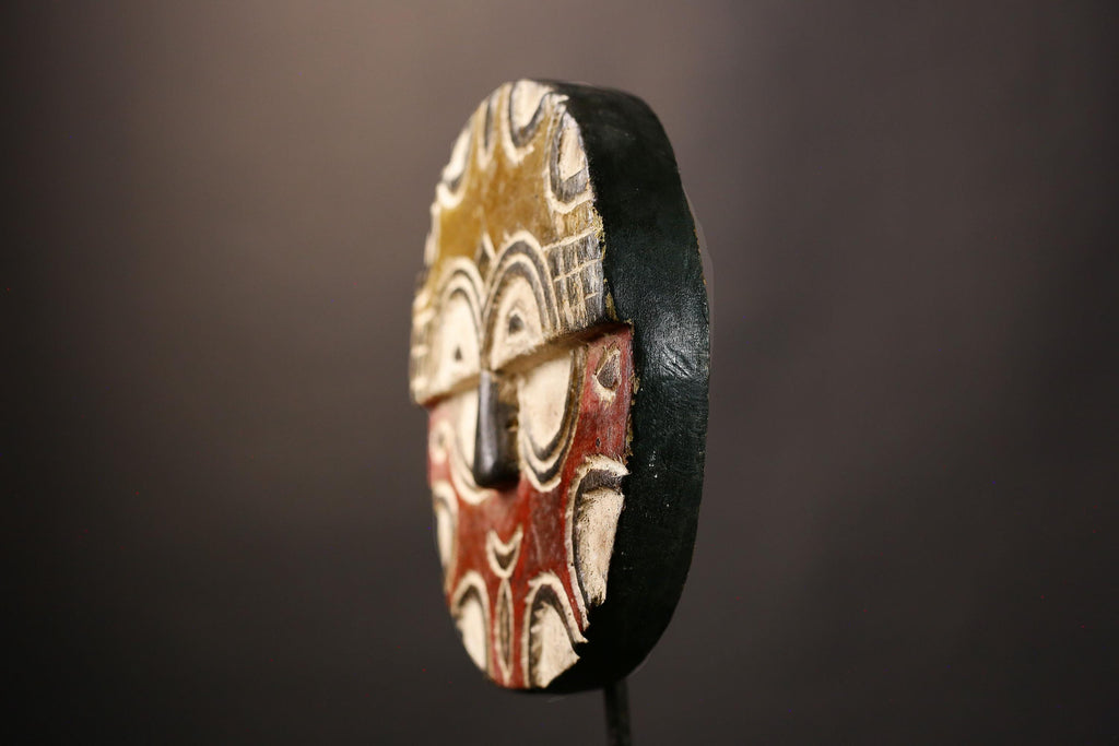 African Hand Moon Mask Antique Ekpo Eket African Wooden Mask Handcrafted Wall Hanging Decorative Art Tribal Home Decor & Cultural -G3631