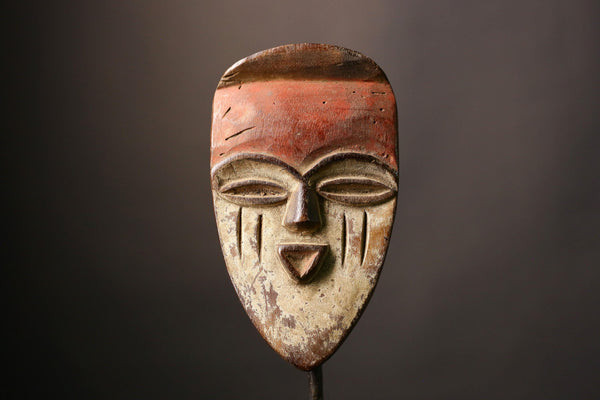 African Lega Authentic Vintage Lega Tribal Mask Hand-Carved Wood Art Unique Home Decor Ethnic Wall Hanging Cultural Collector's Piece-G3630