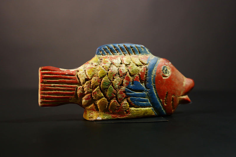 African Hand-Carved Bozo Fish Doll Authentic Tribal Wood Unique Home Decor Exquisite Wall Accent Cultural Ethnic Sculpture Masterpiece-8193