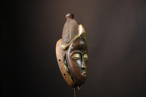 African African Guro Mask Handcrafted Solid Wood Tribal Art Elegant Black Decor Authentic Cultural Home Accent Unique Artisan Piece-G2033