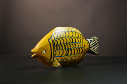 African Hand-Carved Tribal Bozo Fish Figurine Unique Solid Wood Exquisite Collectible Sculptures Authentic Cultural Home Decor Piece-G2027