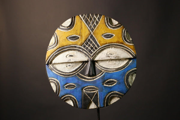 Authentic Africa EkTe Tsaye Tribal Mask Hand-Carved Vintage Wood Art Unique Wall Hanging Decor Cultural Heritage Piece for Home Display-8183