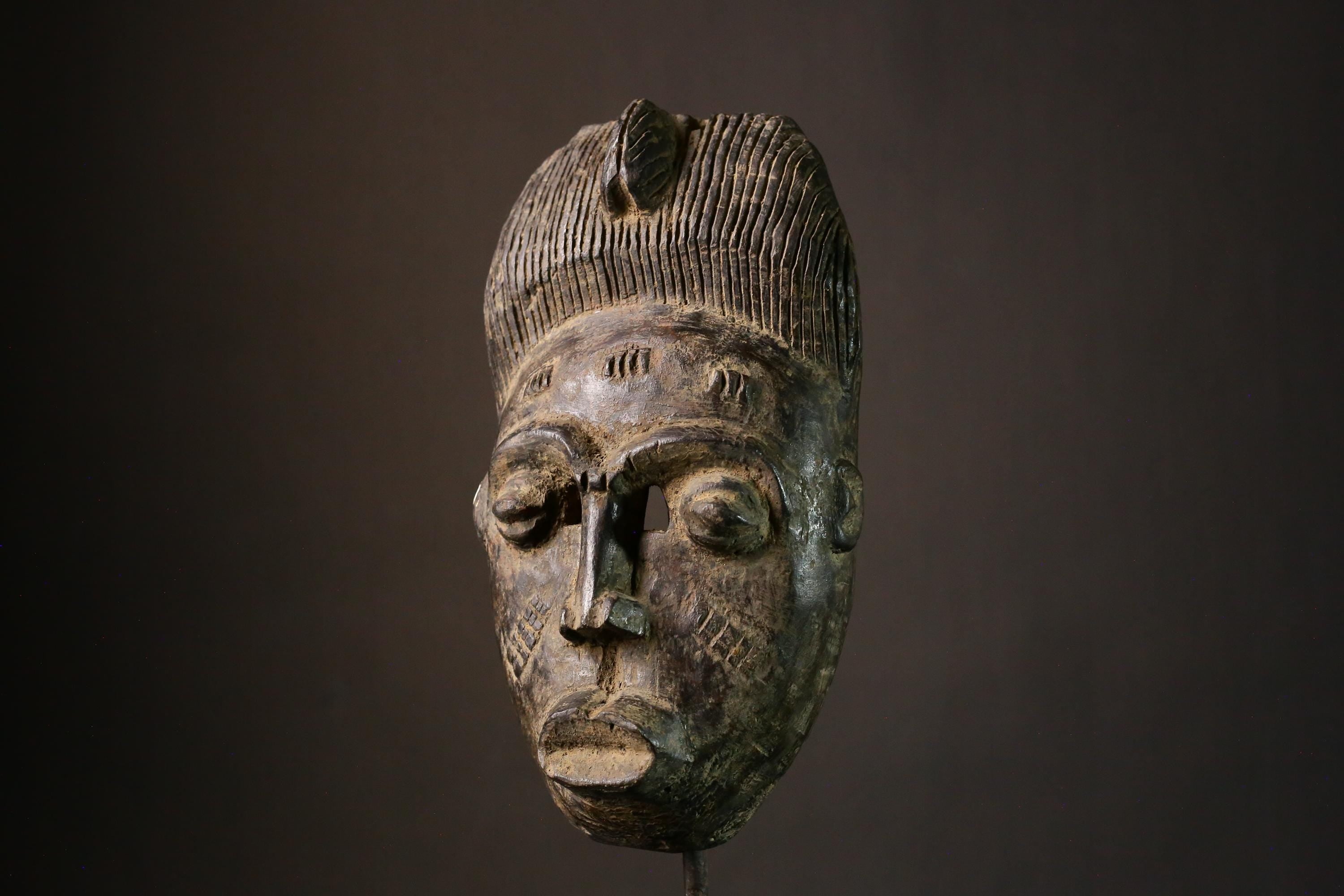 African Mask Lega African Mask Bwami Society Tribal Primitive Art for Home Decor- G3383