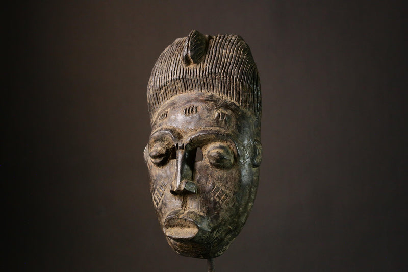 African Mask Lega African Mask Bwami Society Tribal Primitive Art for Home Decor- G3383