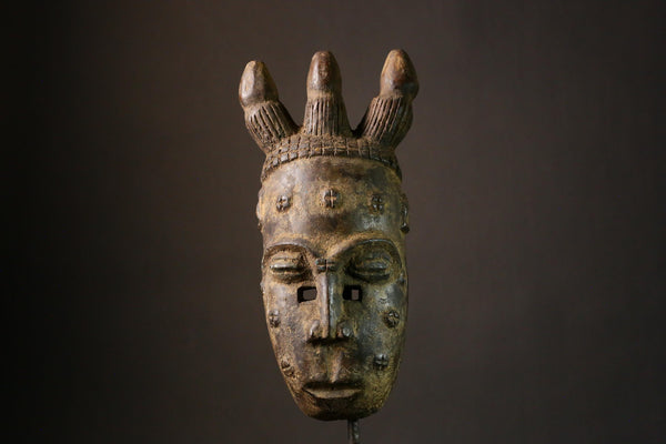 African Mask Authentic Antique Dan Bambara Mask Hand-Carved African Tribal Wall Art Unique Home Decor - G3382