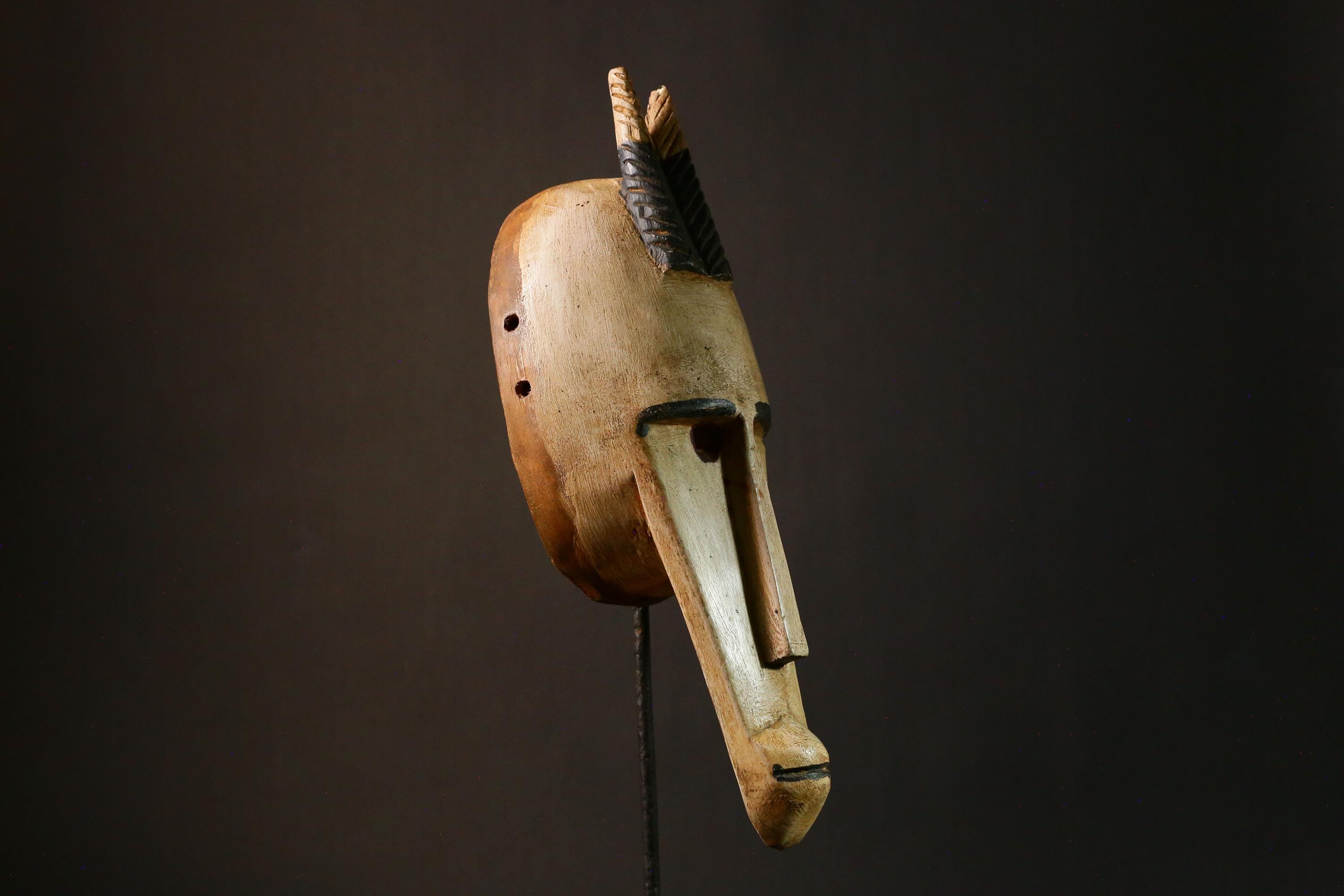 African Mask Handmade African Bambara Mask Vintage Wall Hanging Art Unique Home Decor Piece - G3379"