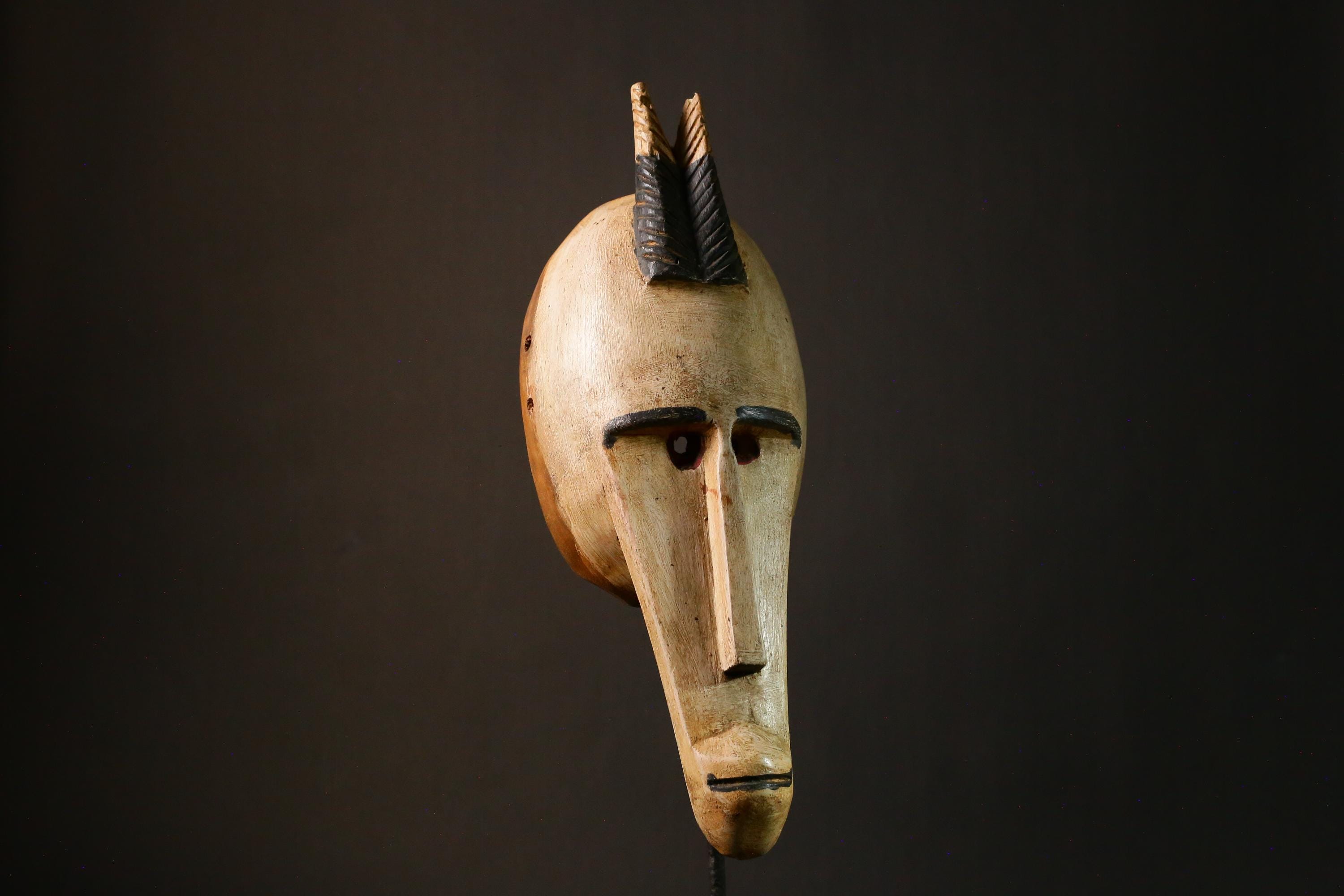 African Mask Handmade African Bambara Mask Vintage Wall Hanging Art Unique Home Decor Piece - G3379"