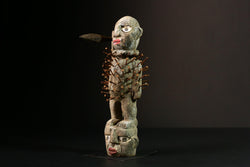 African Nkisi N'kondi Figure Handcrafted Wood Power Figure Voodoo Doll-G3364