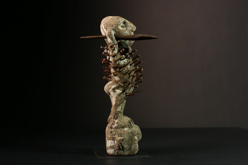 Africa Vintage Nkisi-nkondi Figure | Hand-Carved Power Figure | Unique Tribal Art | Home Décor | Cultural Heritage Piece | Collectible-G3363