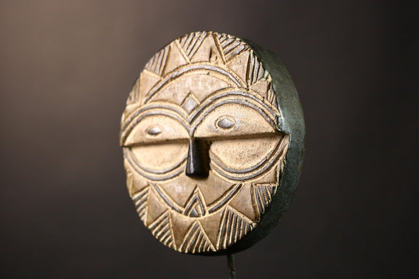 Authentic African Antique Wall Mask Vintage Teke Eket Tribal Art Traditional Masque Home Decor for Unique Cultural Display-G3642