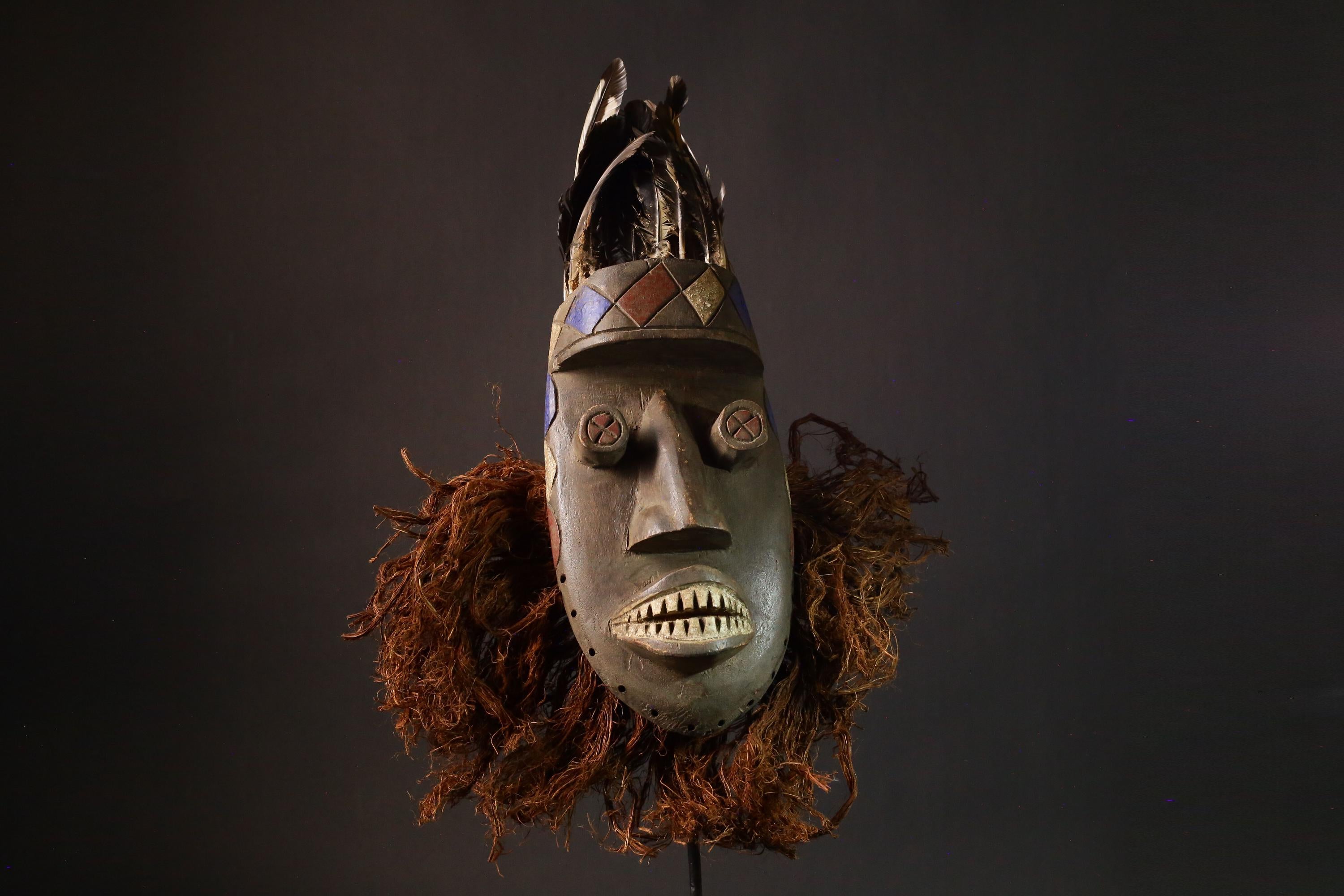 African Masks Authentic Antique Grebo Tribal Mask Vintage African Wall Art Handcrafted Wood Carving Ethnic Home Decor Statement Piece-9388