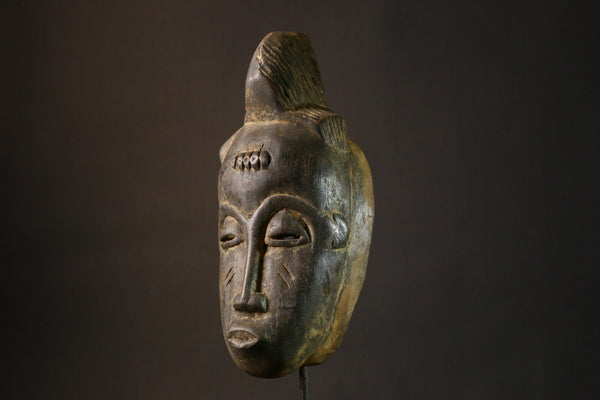 African Mask Vintage African Guro Mask Antique Wood Carved Tribal Art with Unique Collectible Face for Home Decor Display-G1813