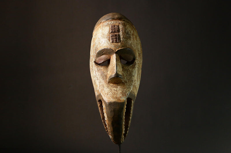 African Igbo Tribal Mask Hand Carved Wood Nigerian Face Art Piece Unique Cultural Decor-6526