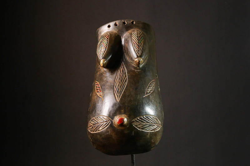 African Mask GURO Makonde Ndimu Belly Mask African Tribal Art Wooden Decor from Mozambique - G3392