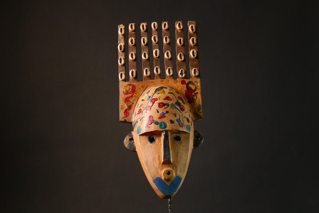 African Mask Hand Carved Wooden Bambara Mask from Mali Unique African Wall Decor Art Piece for Home Collection-G3414