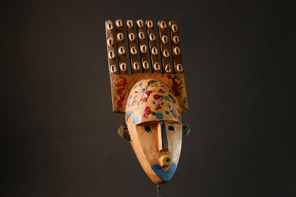 African Mask Hand Carved Wooden Bambara Mask from Mali Unique African Wall Decor Art Piece for Home Collection-G3414
