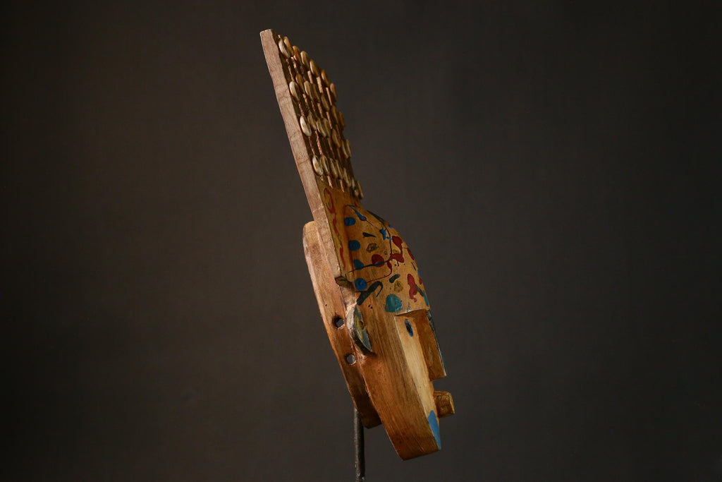 African Mask Hand Carved Wooden Bambara Mask from Mali Unique African Wall Decor Art Piece for Home Collection-G3414