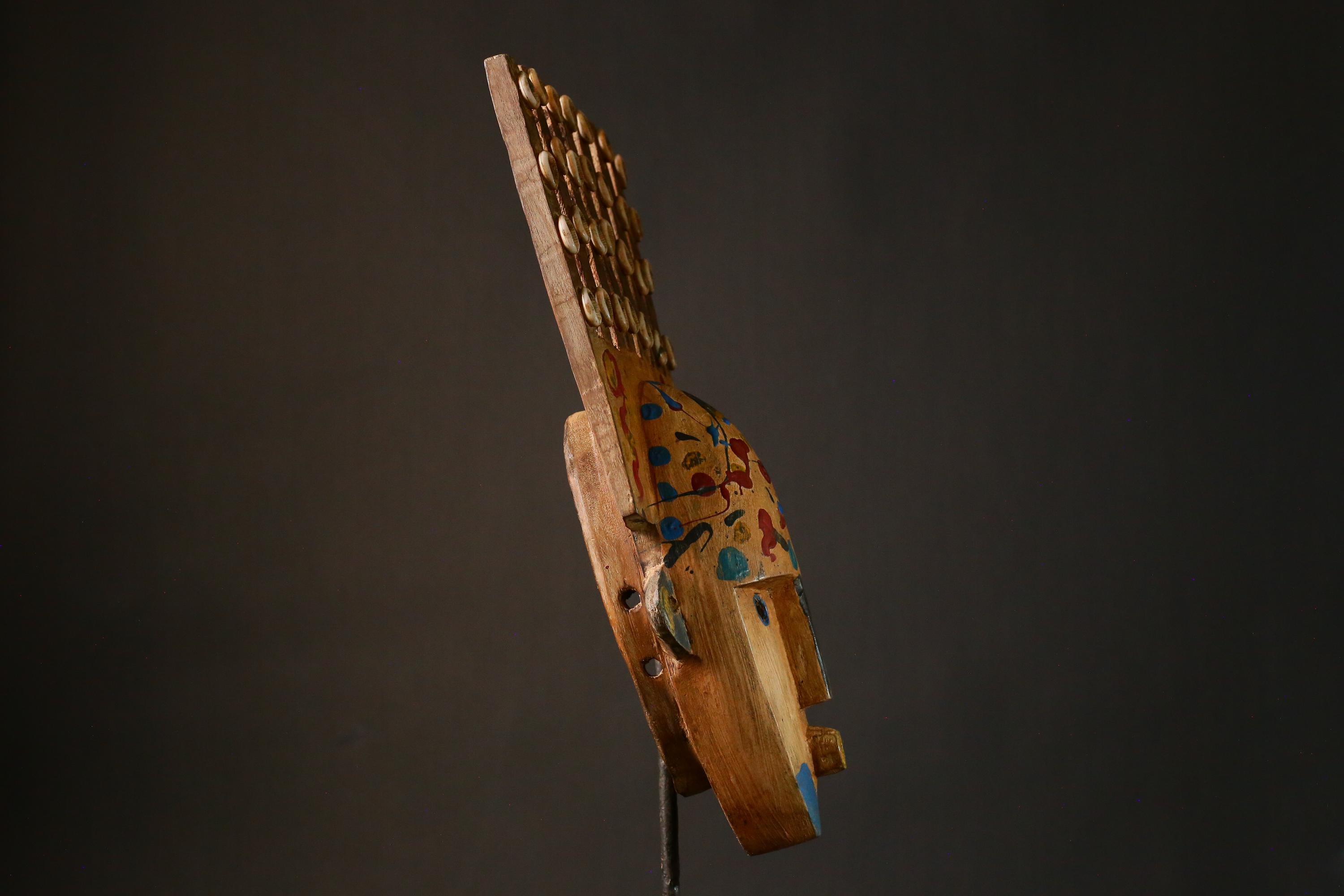 African Mask Hand Carved Wooden Bambara Mask from Mali Unique African Wall Decor Art Piece for Home Collection-G3414
