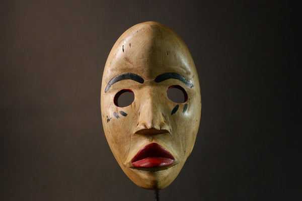 African Mask Vintage Dan Mask Hand Carved Black Wood Art from Côte d'Ivoire or Liberia - G3408