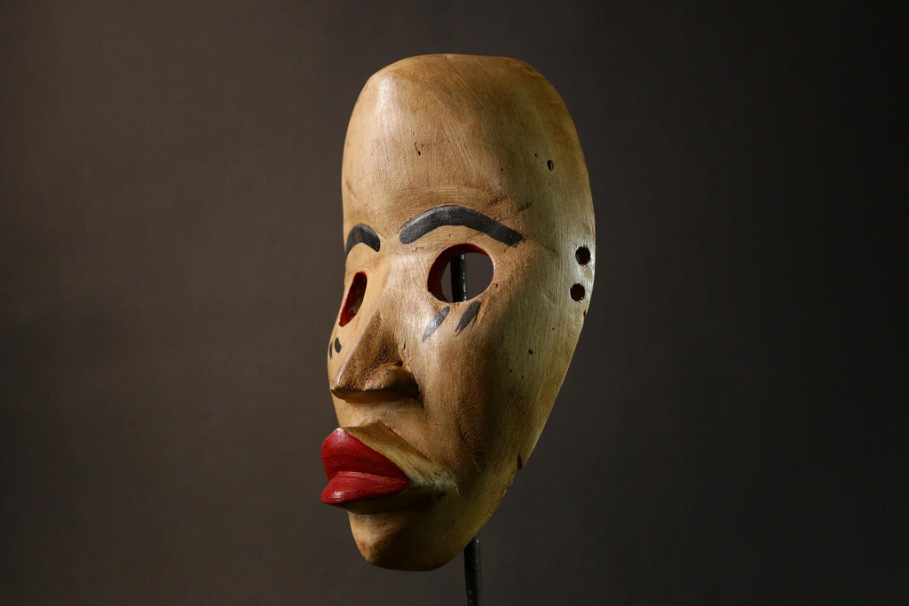 African Mask Vintage Dan Mask Hand Carved Black Wood Art from Côte d'Ivoire or Liberia - G3408
