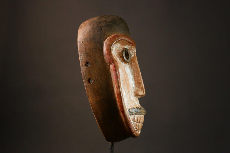 African Mask Monkey Mask Carved Wood Unique Wall Decor Art Authentic Tribal Cultural Home Display Piece G3405