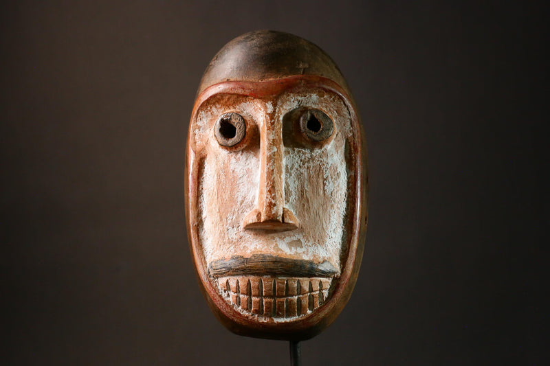 African Mask Monkey Mask Carved Wood Unique Wall Decor Art Authentic Tribal Cultural Home Display Piece G3405