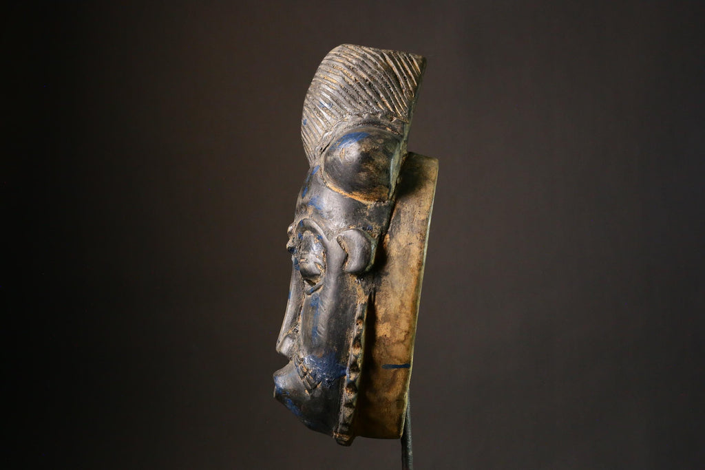 African Masks Hand Baule Mask Tribal Wooden Wall Art Home Decor Unique Cultural Display Piece for Collection-G1859