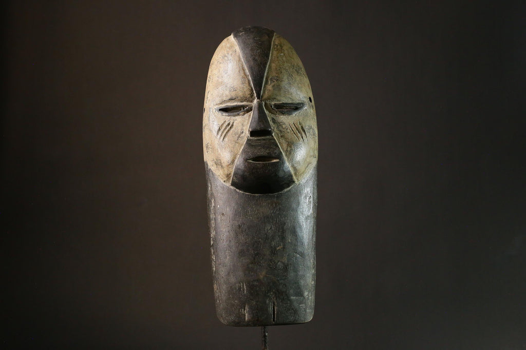 African Hand Carved Igbo Mask African Tribal Wood Art Wall Decor Unique Home Display Authentic Cultural Piece-G1855